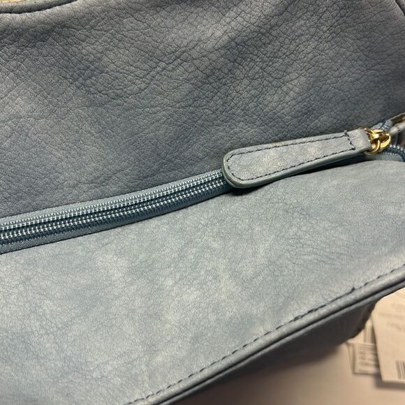 Steven by Steve Madden Blue Basketweave Shoulder Purse w/ Hanging Tassels- large - Picture 9 of 16